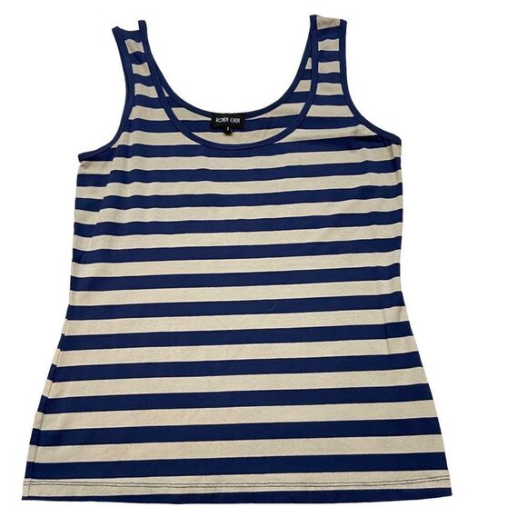 Ronen Chen Blue and Taupe Striped Tank Top Size 2 XS - Picture 3 of 9